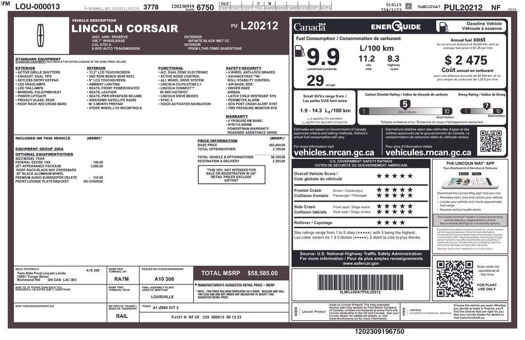 Used 2023 Lincoln Corsair Reserve w/ Jet Appearance Package AWD/4WD image 14