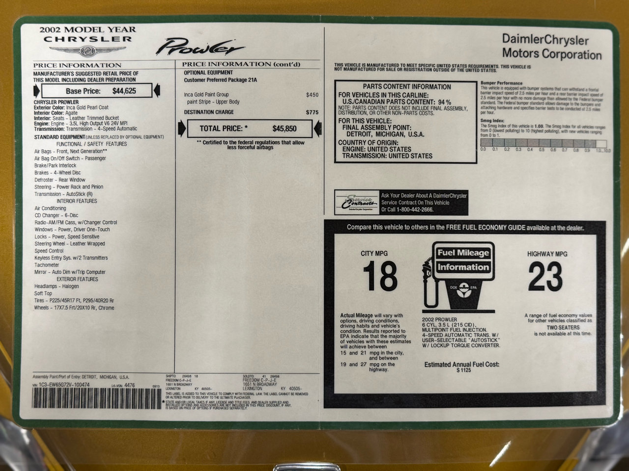 Used 2002 Chrysler Prowler image 19