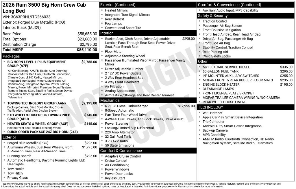 New 2026 RAM 3500 Big Horn AWD/4WD image 4