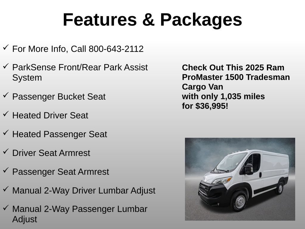 Used 2025 RAM ProMaster 1500 w/ Premium Convenience Group FWD image 25