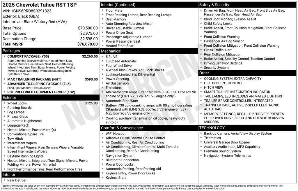 Certified 2025 Chevrolet Tahoe RST w/ Comfort Package image 3