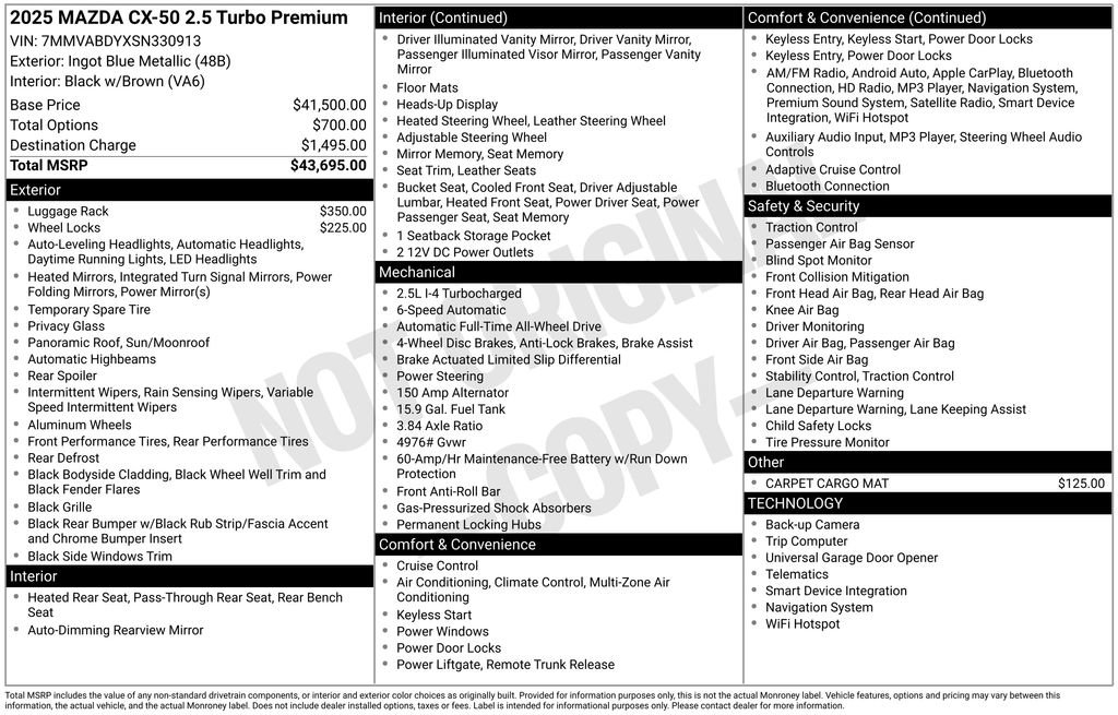 Used 2025 MAZDA CX-50 AWD 2.5 Turbo w/ Premium Pkg image 7