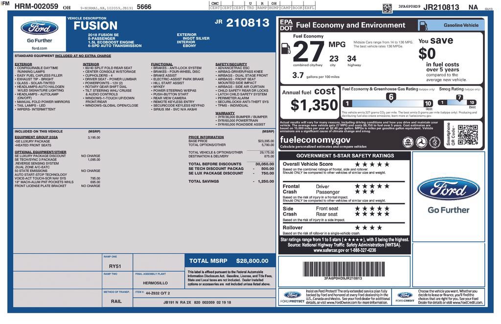 Used 2018 Ford Fusion SE w/ Fusion SE Technology Package FWD image 3