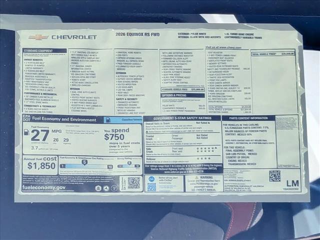 New 2026 Chevrolet Equinox RS w/ Convenience Package III FWD image 18