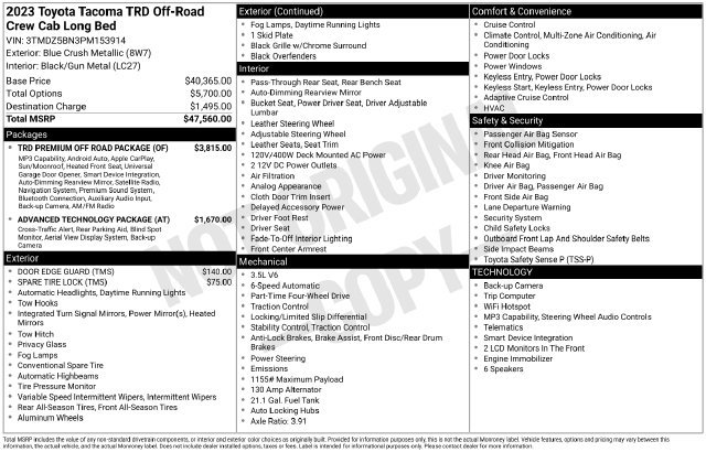 Certified 2023 Toyota Tacoma TRD Off-Road w/ TRD Premium Off Road Package AWD/4WD image 37