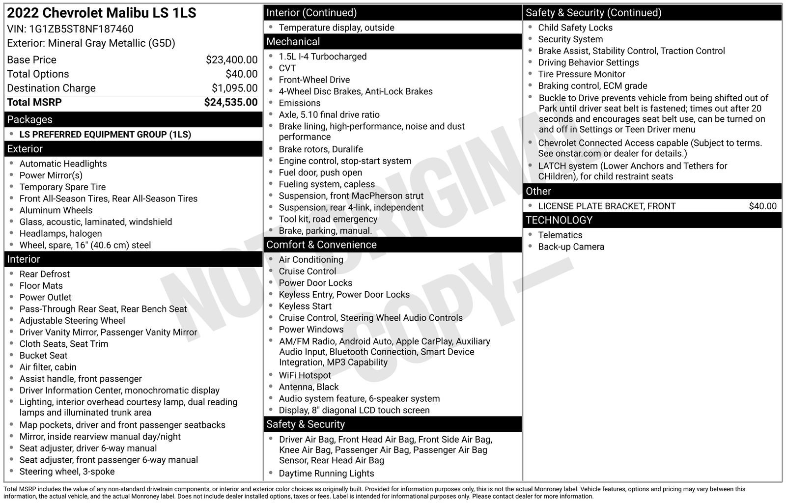 Used 2022 Chevrolet Malibu LS FWD image 34