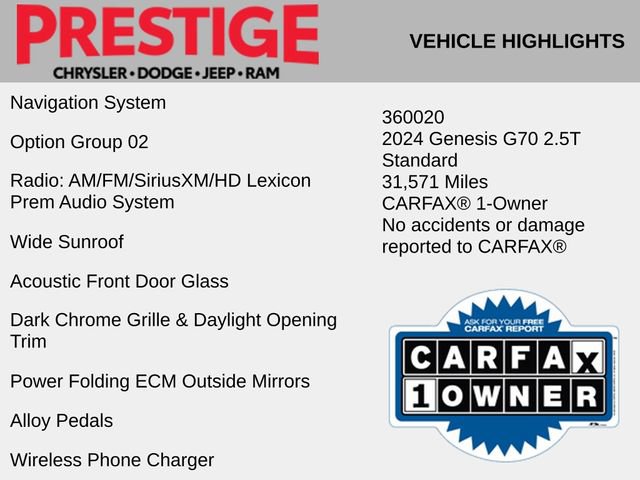 Used 2024 Genesis G70 2.5T image 2