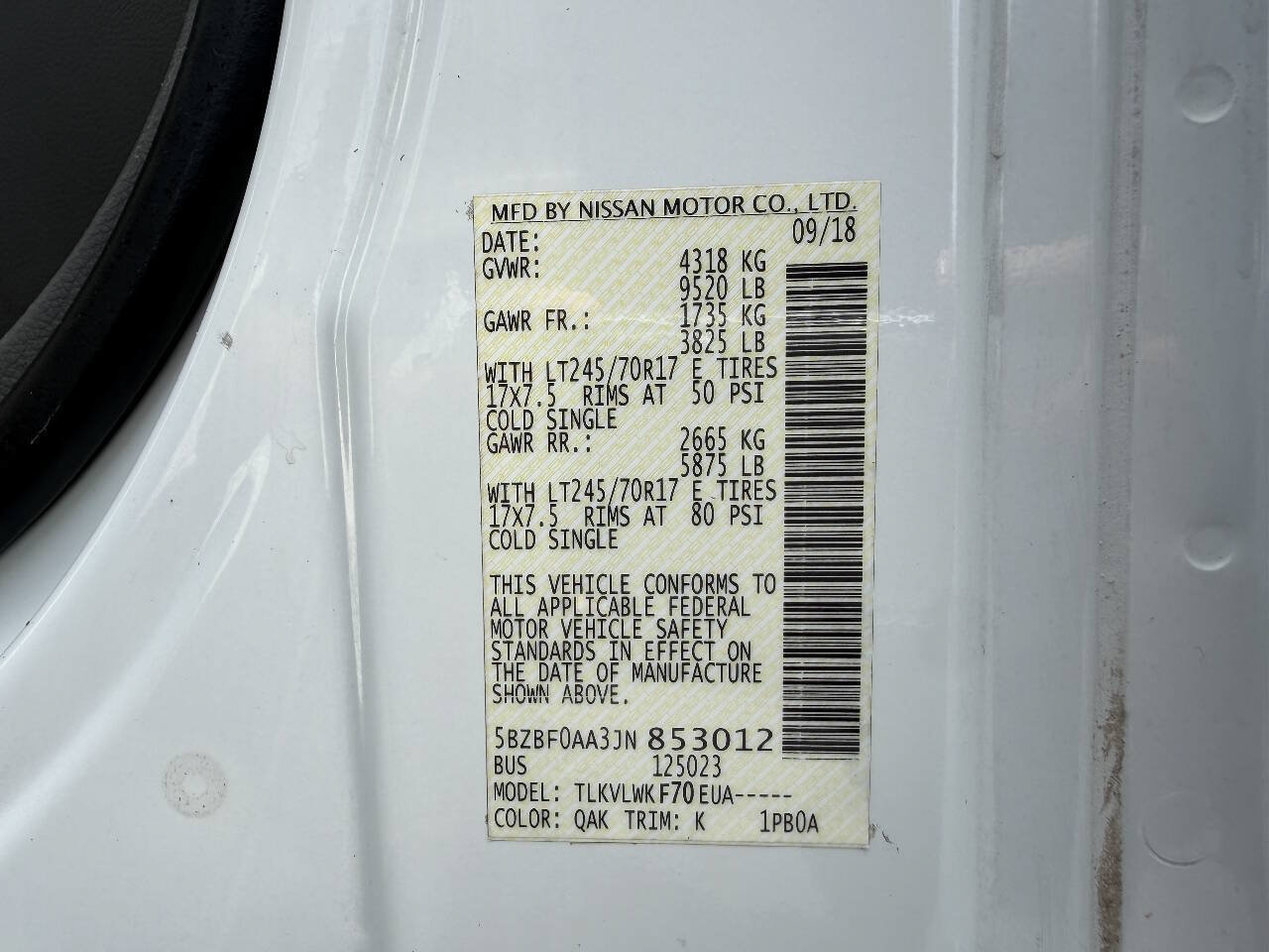 Used 2018 Nissan NV 3500 S RWD image 32