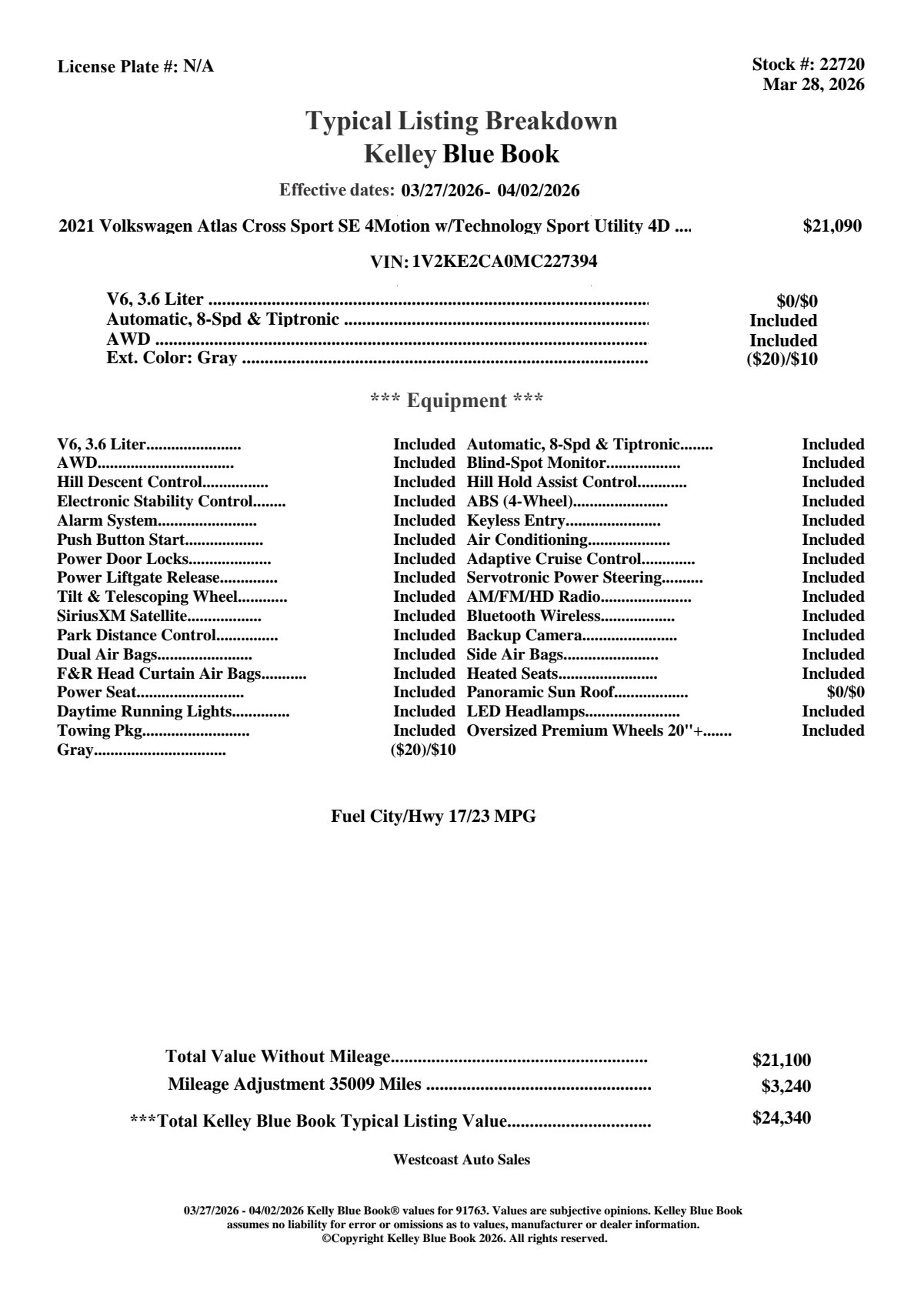 Used 2021 Volkswagen Atlas Cross Sport SE w/ Panoramic Sunroof Package image 6