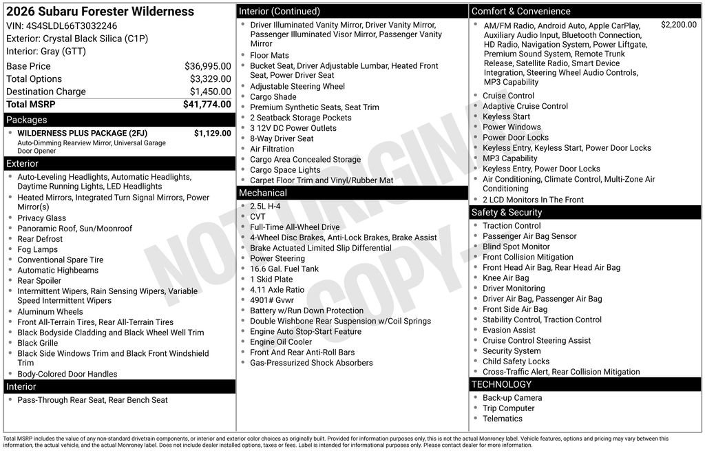 Certified 2026 Subaru Forester Wilderness w/ Wilderness Plus Package AWD/4WD image 3