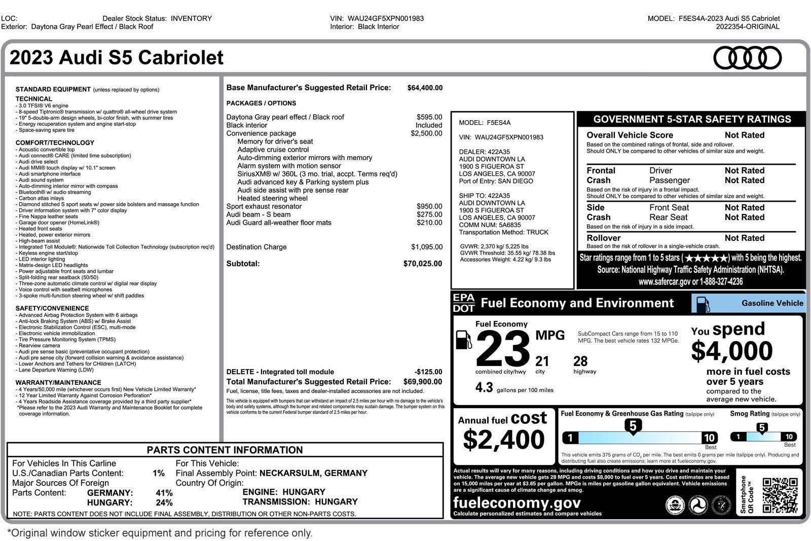 Used 2023 Audi S5 Premium w/ Convenience Package image 2