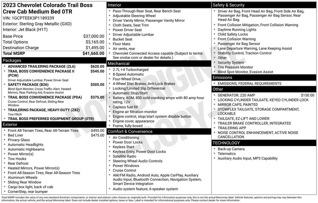 Used 2023 Chevrolet Colorado Trail Boss w/ Advanced Trailering Package image 2
