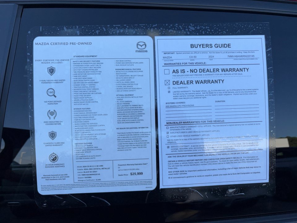 Certified 2024 MAZDA CX-50 AWD 2.5 S w/ Weather Package image 33