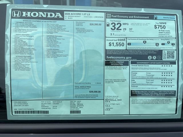 New 2026 Honda Accord LX image 11