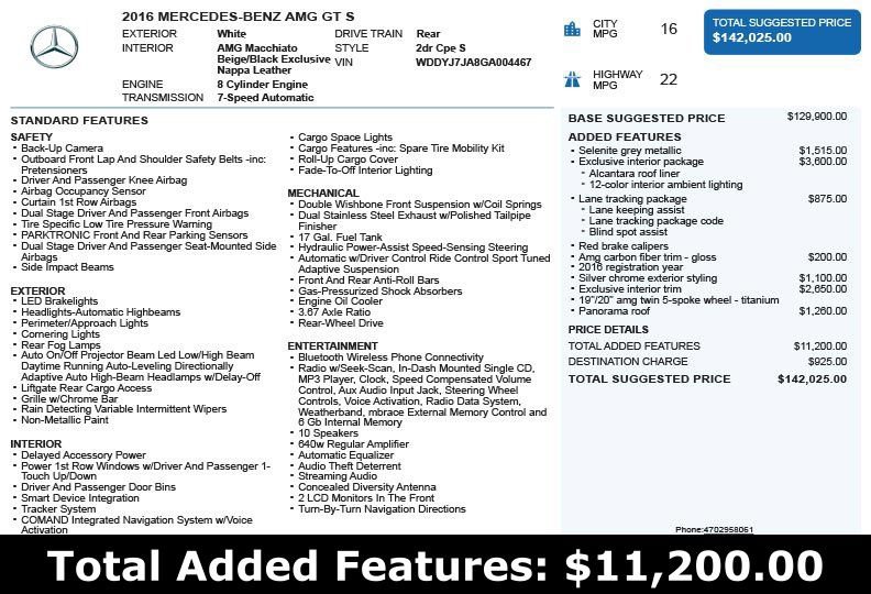 Used 2016 Mercedes-Benz AMG GT S w/ Exclusive Interior Package image 3