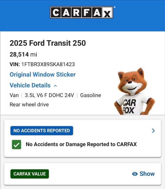 Used 2025 Ford Transit 250 148 High Roof Extended w/ Load Area Protection Package RWD image 4