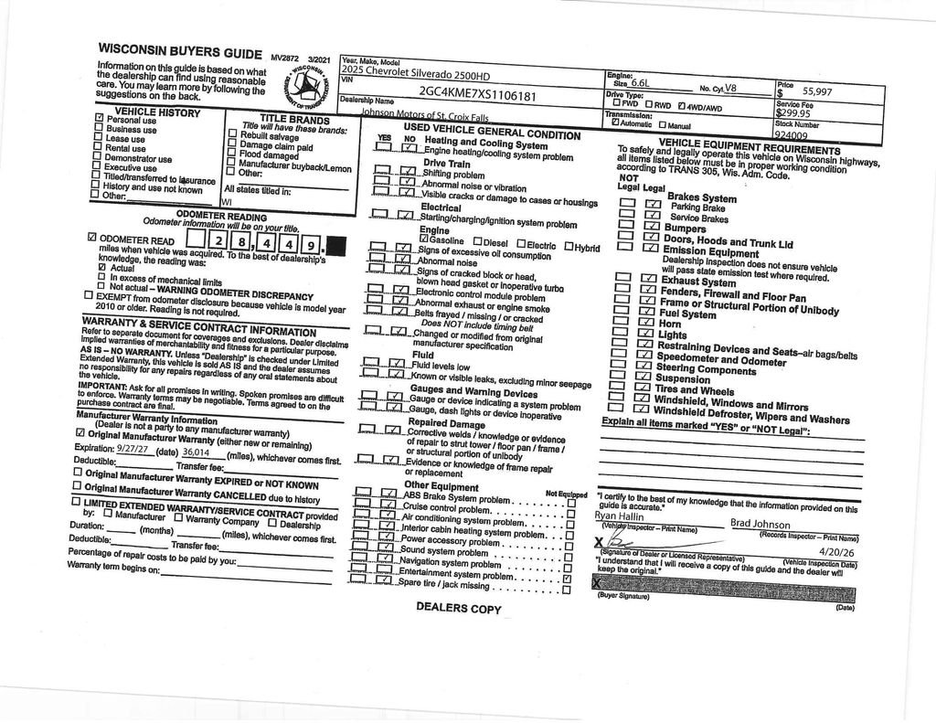 Certified 2025 Chevrolet Silverado 2500 Custom w/ Custom Value Package AWD/4WD image 23