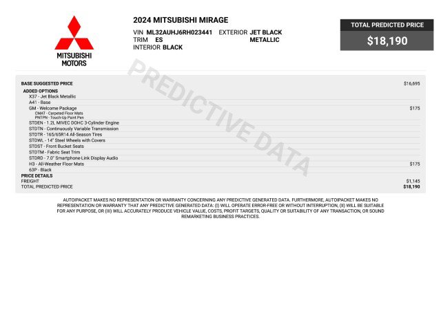 Used 2024 Mitsubishi Mirage ES FWD image 3