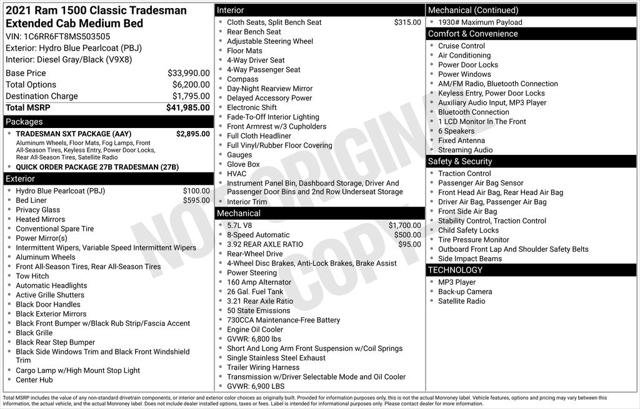 Certified 2021 RAM 1500 Tradesman w/ Tradesman SXT Package image 8