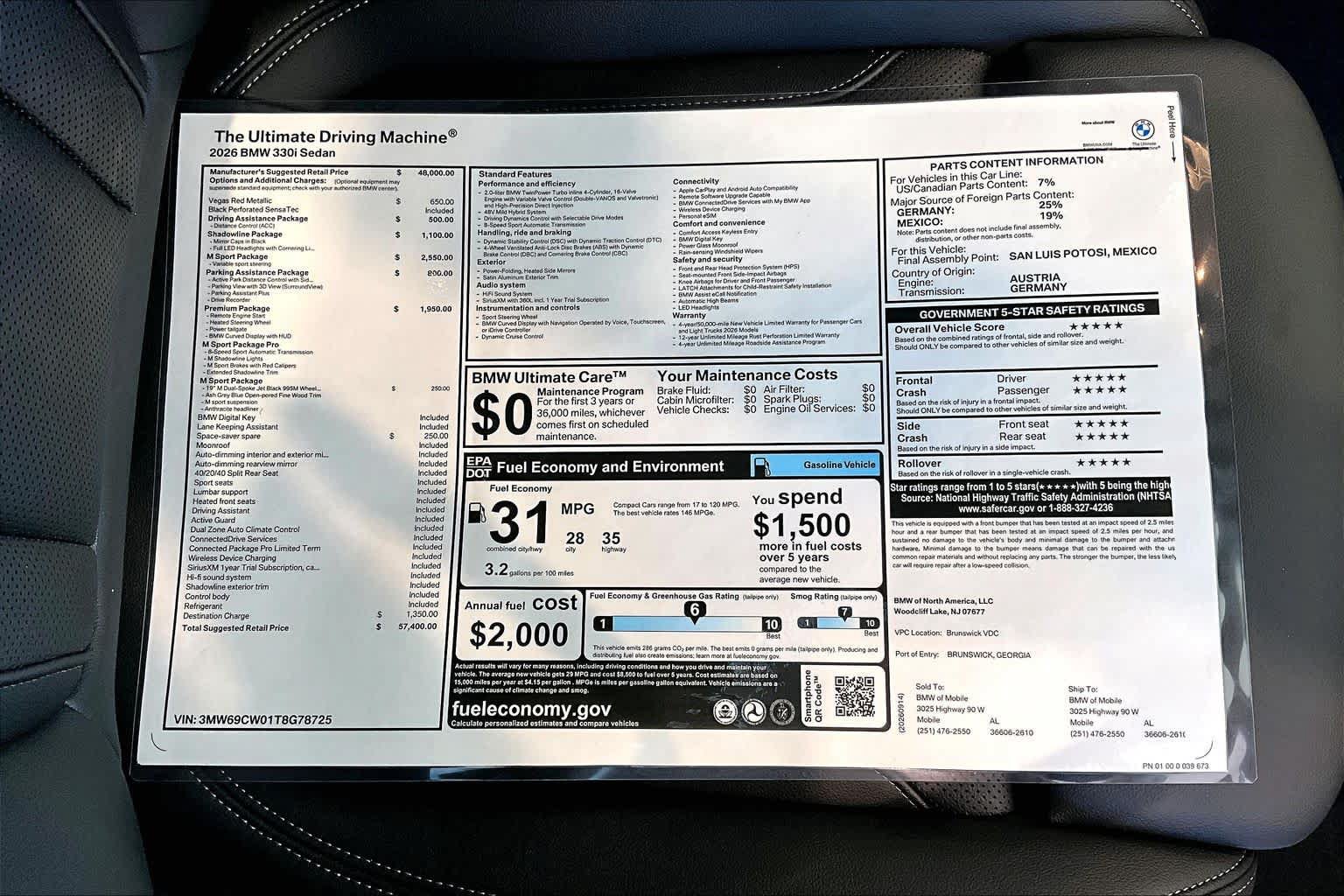 New 2026 BMW 330i Sedan w/ M Sport Package RWD image 20
