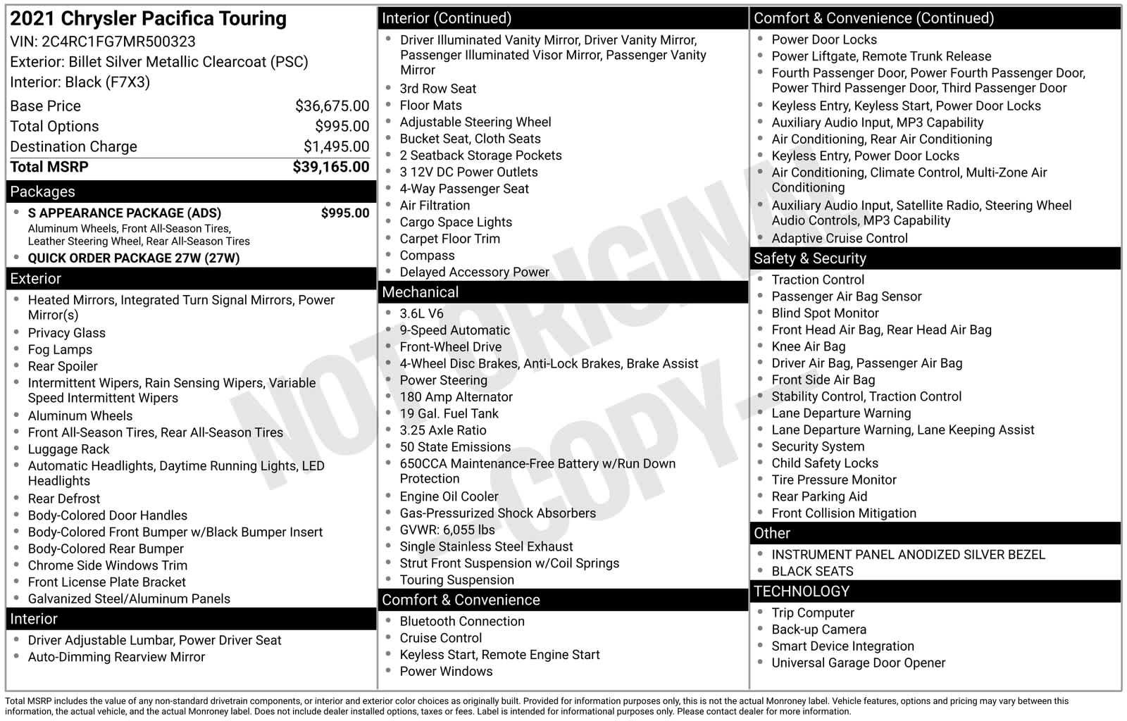 Used 2021 Chrysler Pacifica Touring w/ S Appearance Package FWD image 34