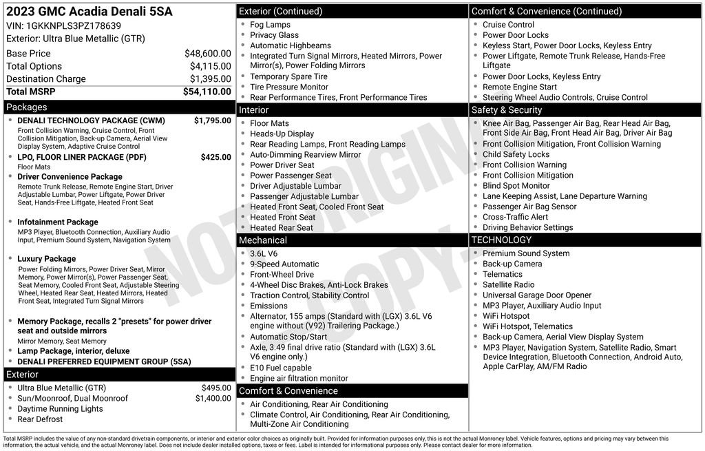 Certified 2023 GMC Acadia Denali w/ Denali Technology Package FWD image 38