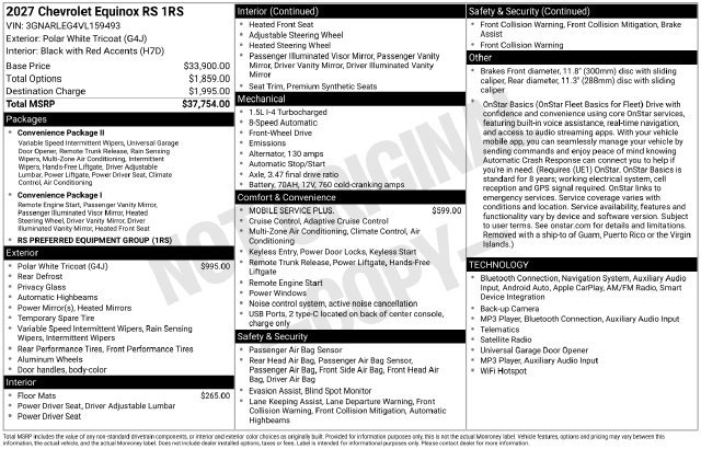 New 2027 Chevrolet Equinox RS FWD image 4
