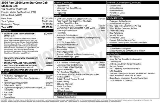 New 2026 RAM 2500 Lone Star AWD/4WD image 17