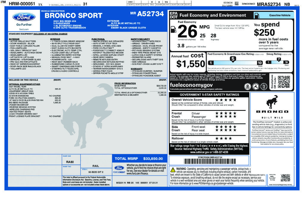 Certified 2021 Ford Bronco Sport Big Bend w/ Big Bend Package AWD/4WD image 6