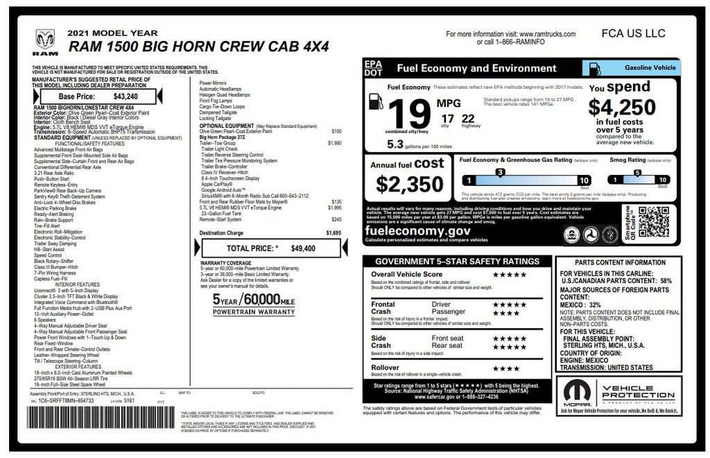 Used 2021 RAM 1500 Big Horn w/ Trailer Tow Group AWD/4WD image 5
