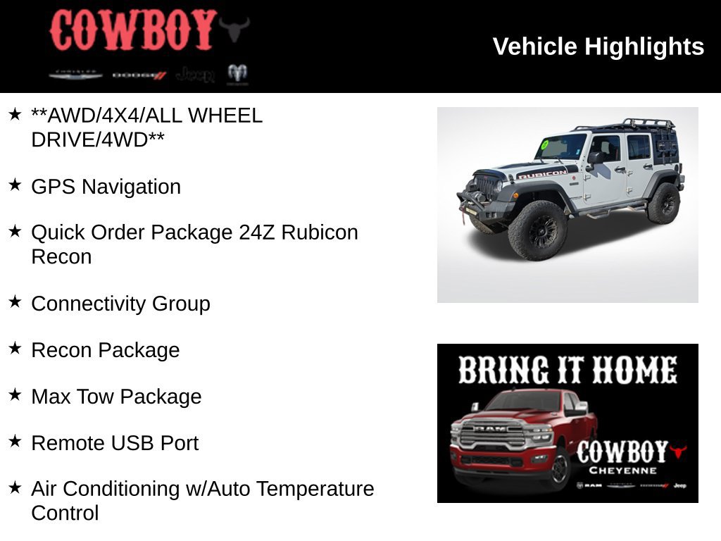 Used 2017 Jeep Wrangler Unlimited Rubicon AWD/4WD image 2