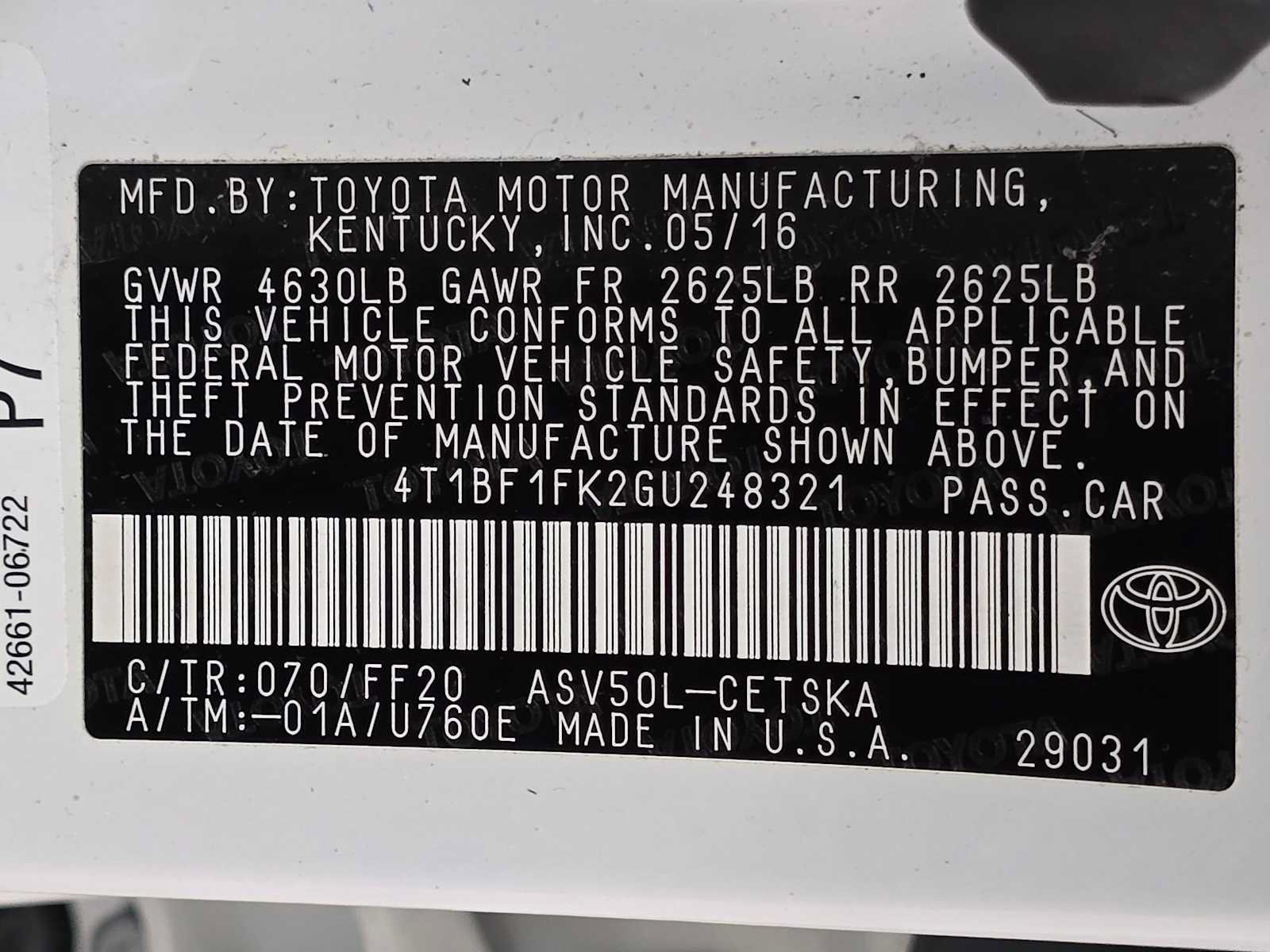 Used 2016 Toyota Camry SE w/ Moonroof Package FWD image 29