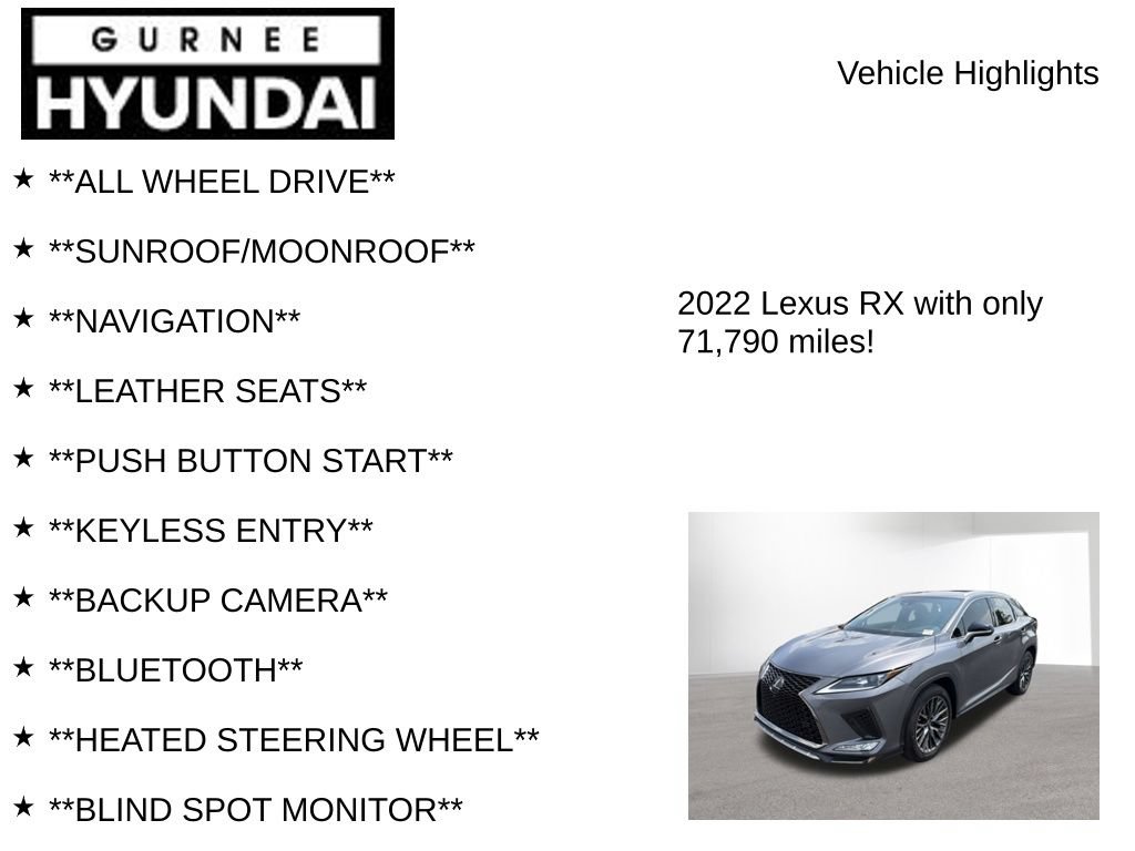Used 2022 Lexus RX 350 F Sport w/ Accessory Package AWD/4WD image 8