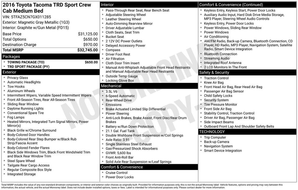 Used 2016 Toyota Tacoma TRD Sport w/ Towing Package image 11