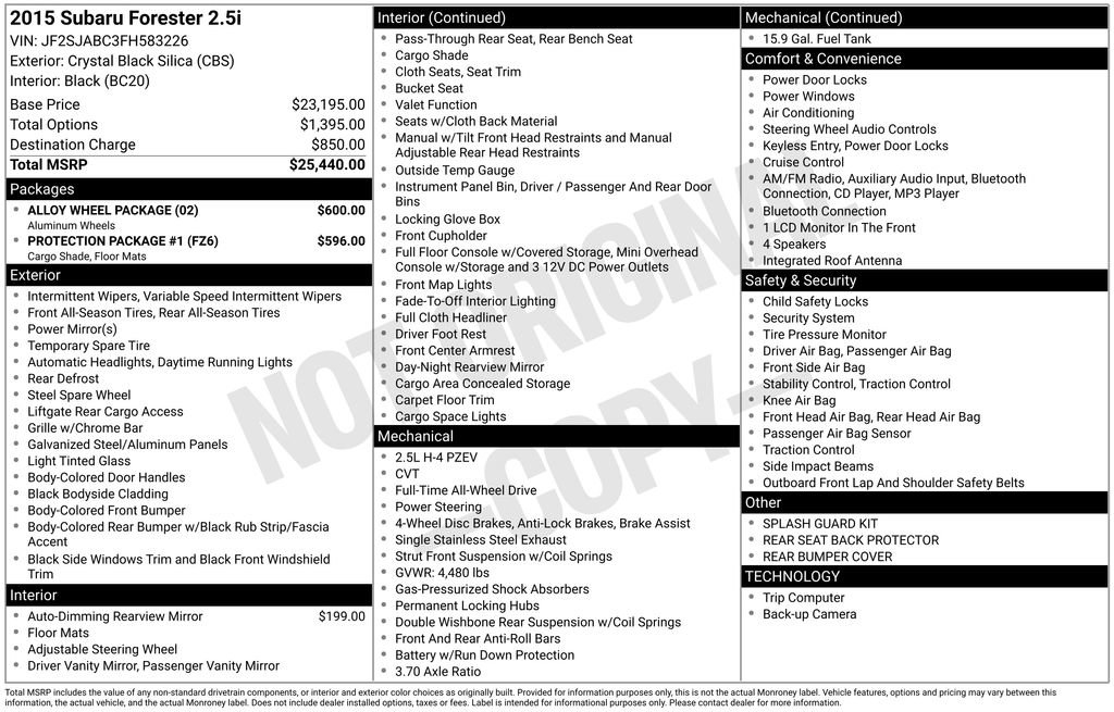 Used 2015 Subaru Forester 2.5i w/ Alloy Wheel Package image 49