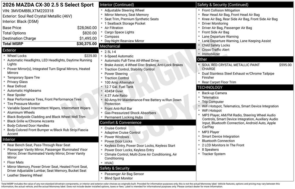 New 2026 MAZDA CX-30 AWD 2.5 S w/ Select Sport Pkg image 4