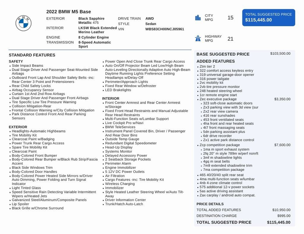 Used 2022 BMW M5 w/ Competition Package image 24