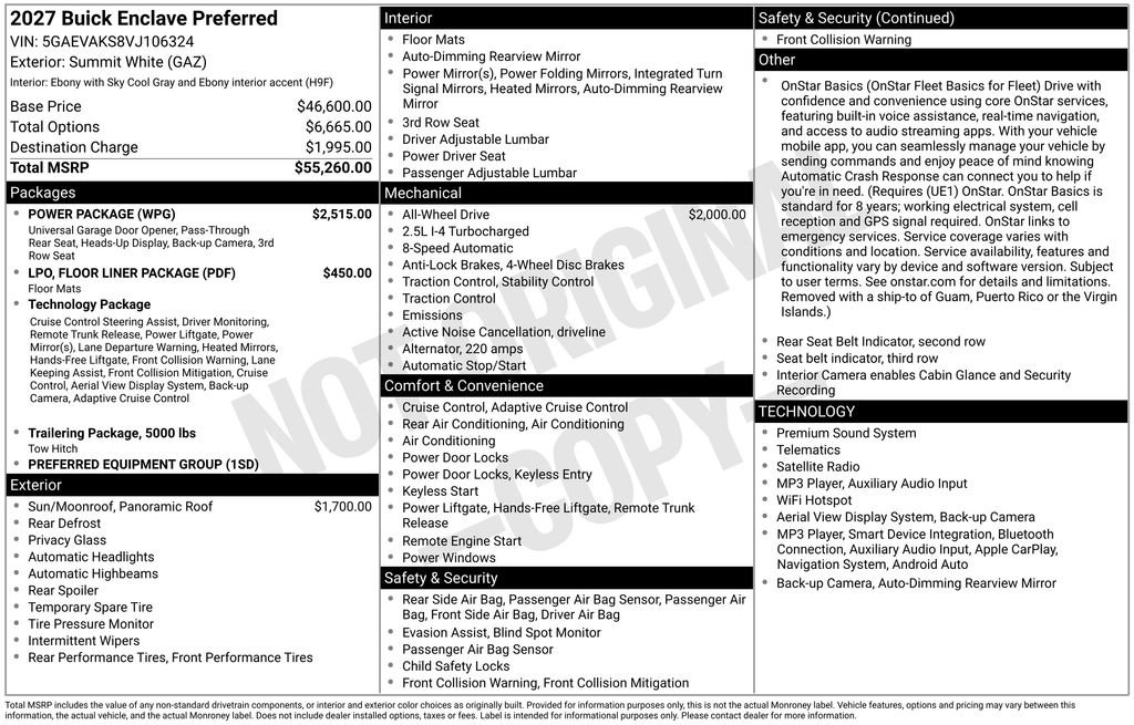 New 2027 Buick Enclave Preferred w/ Power Package AWD/4WD image 43