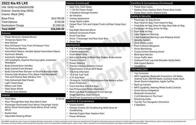 Used 2022 Kia K5 LXS FWD image 32