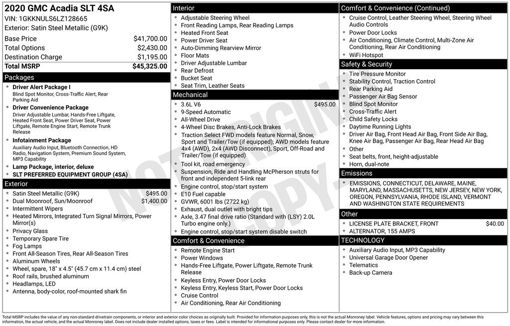 Used 2020 GMC Acadia SLT image 42