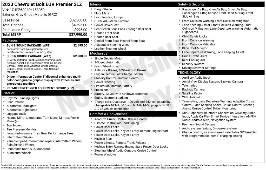 Used 2023 Chevrolet Bolt EUV Premier w/ Sun & Sound Package FWD image 10