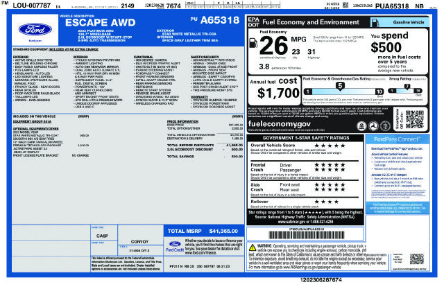 Certified 2023 Ford Escape Platinum w/ Premium Technology Package AWD/4WD image 9