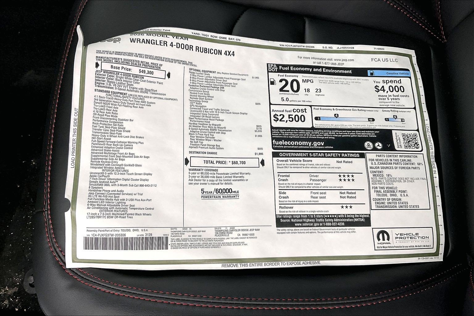 New 2026 Jeep Wrangler Unlimited Rubicon w/ Technology Group AWD/4WD image 21