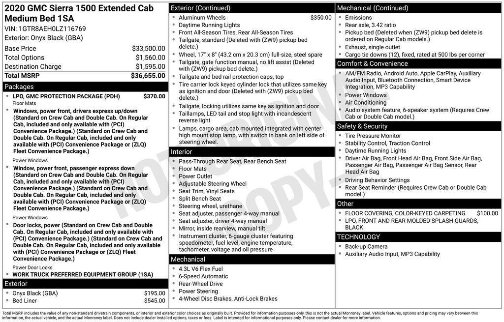 Used 2020 GMC Sierra 1500 2WD Double Cab w/ LPO, GMC Protection Package image 2