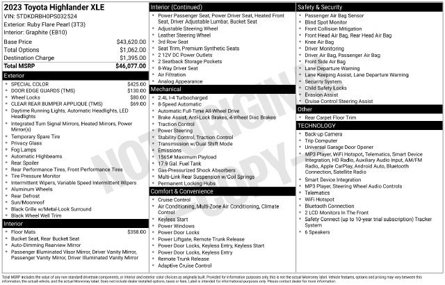 Used 2023 Toyota Highlander XLE AWD/4WD image 11