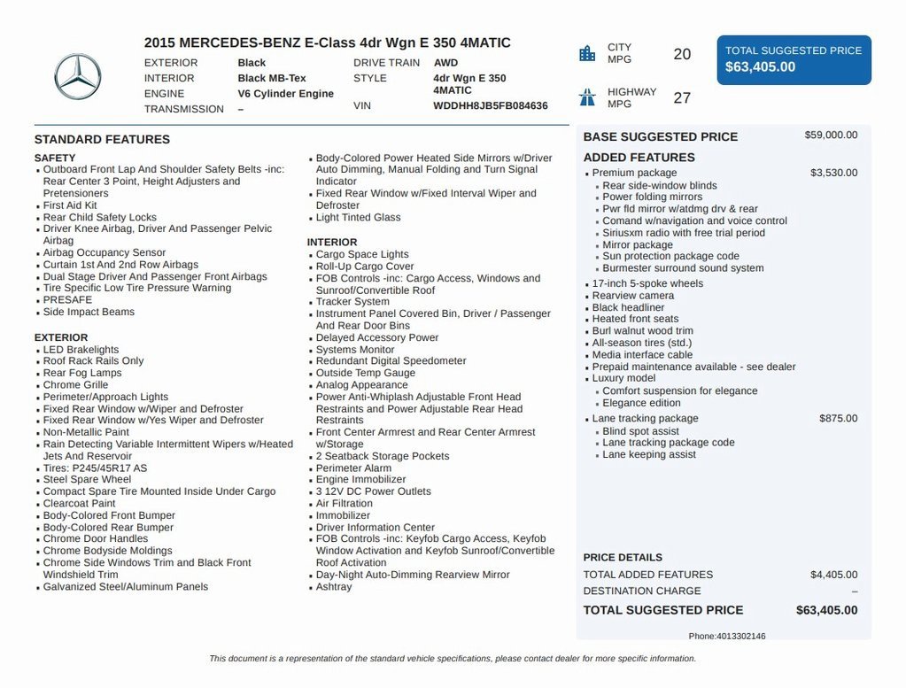 Used 2015 Mercedes-Benz E 350 4MATIC Wagon w/ Premium 1 Package image 4