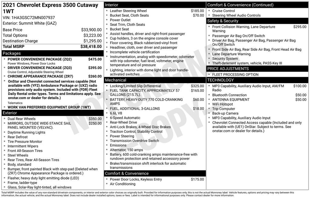 Used 2021 Chevrolet Express 3500 w/ Power Convenience Package image 16