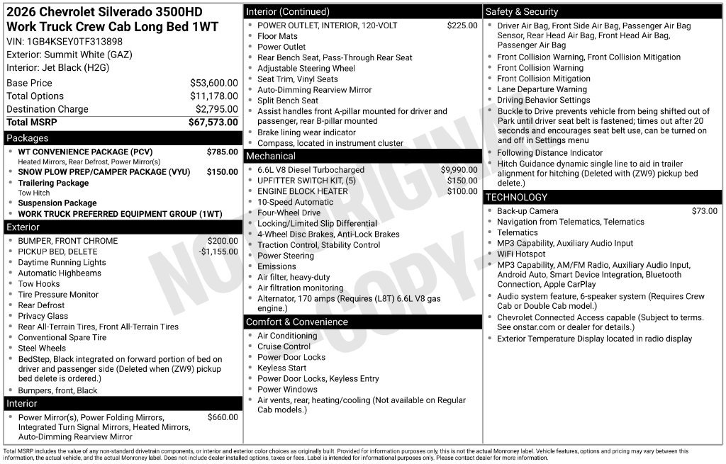 New 2026 Chevrolet Silverado 3500 W/T w/ WT Convenience Package AWD/4WD image 4