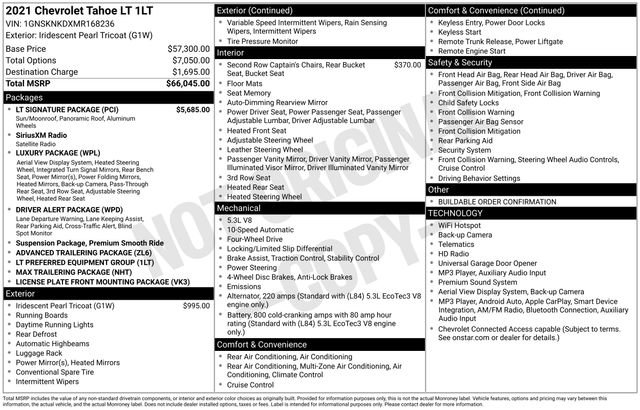 Used 2021 Chevrolet Tahoe LT w/ LT Signature Package AWD/4WD image 14