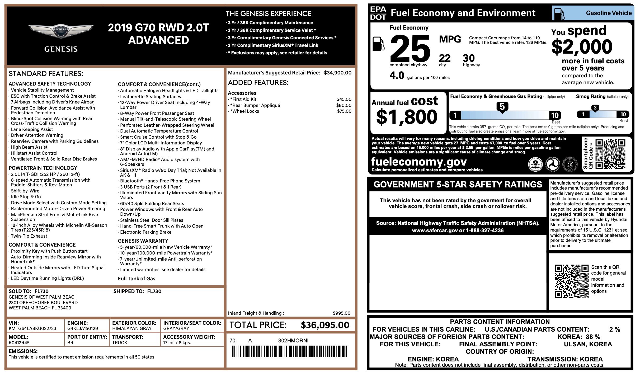 Used 2019 Genesis G70 2.0T Advanced image 2